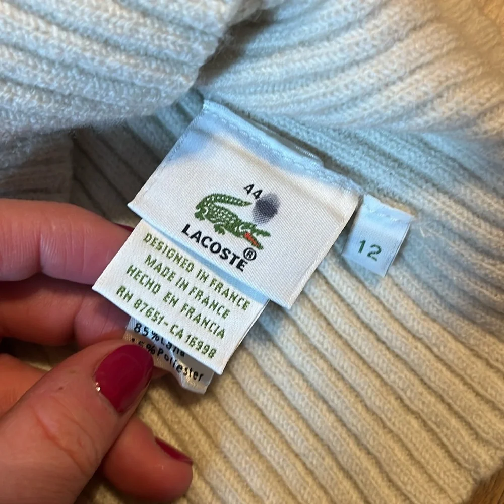 Lacoste wool ribbed cream sweater - Picture 3 of 4